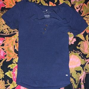Navy blue Henley t-shirt. Size XSMALL